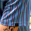 Lazy J Pearl Snap Polo - Blue & Red Stripe