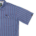 Lazy J Pearl Snap Polo - Blue & Red Stripe