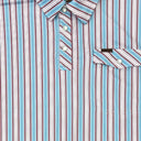 Lazy J Pearl Snap Polo - Red/Blue/Pink Stripe