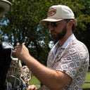 Lazy J Pearl Snap Polo - Tan Diamond Print