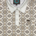 Lazy J Pearl Snap Polo - Tan Diamond Print