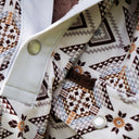 Lazy J Pearl Snap Polo - Tan Diamond Print