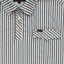 Lazy J Pearl Snap Polo - White/Red/Blue Stripe