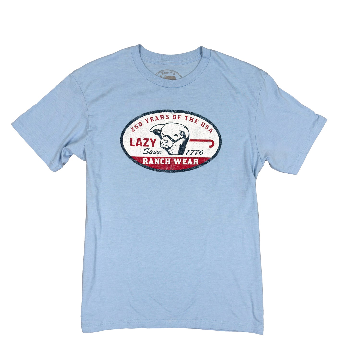 Lazy J Ranch 1776 Short Sleeve T-Shirt - Light Blue-