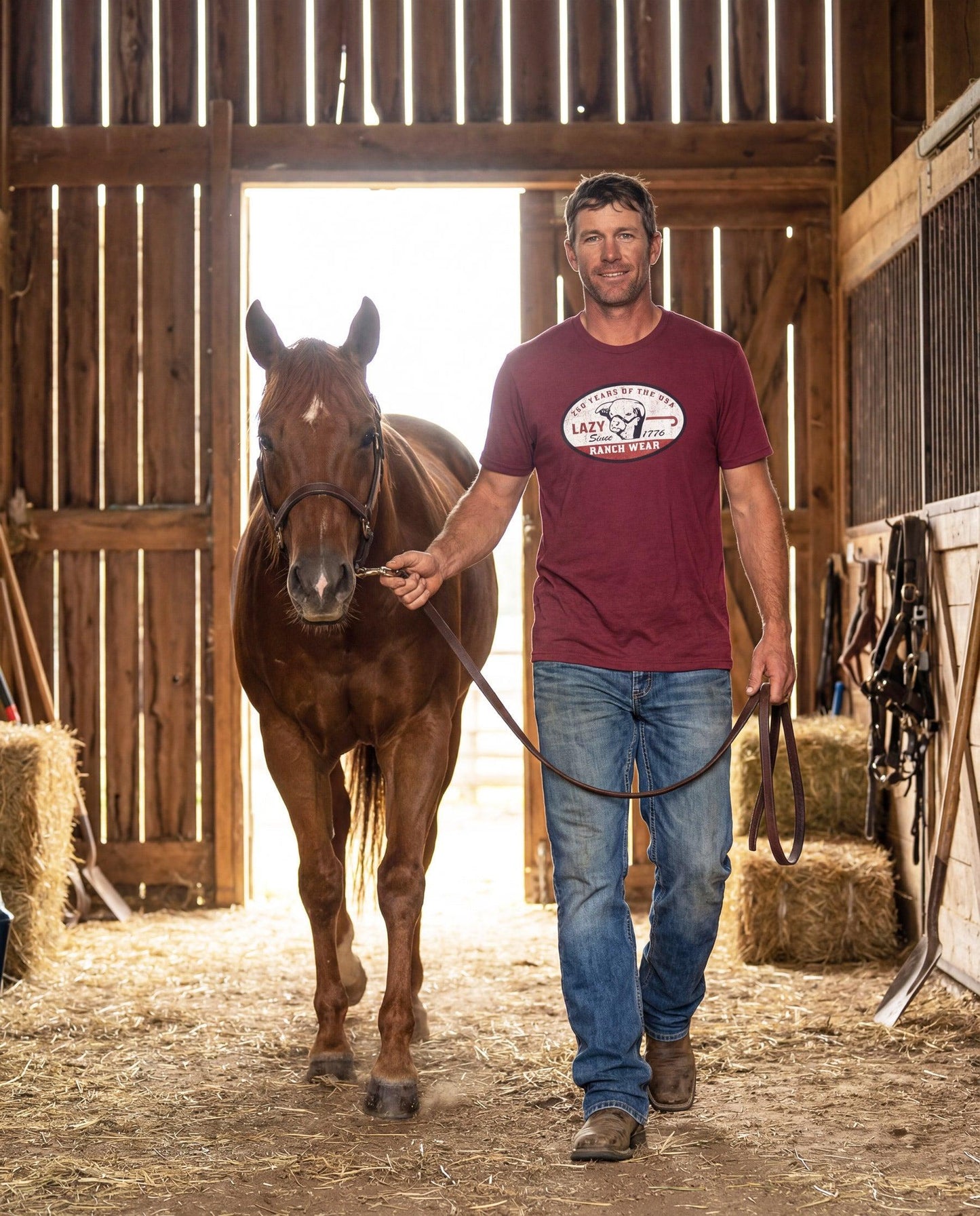 Lazy J Ranch 1776 Short Sleeve T-Shirt - Red-