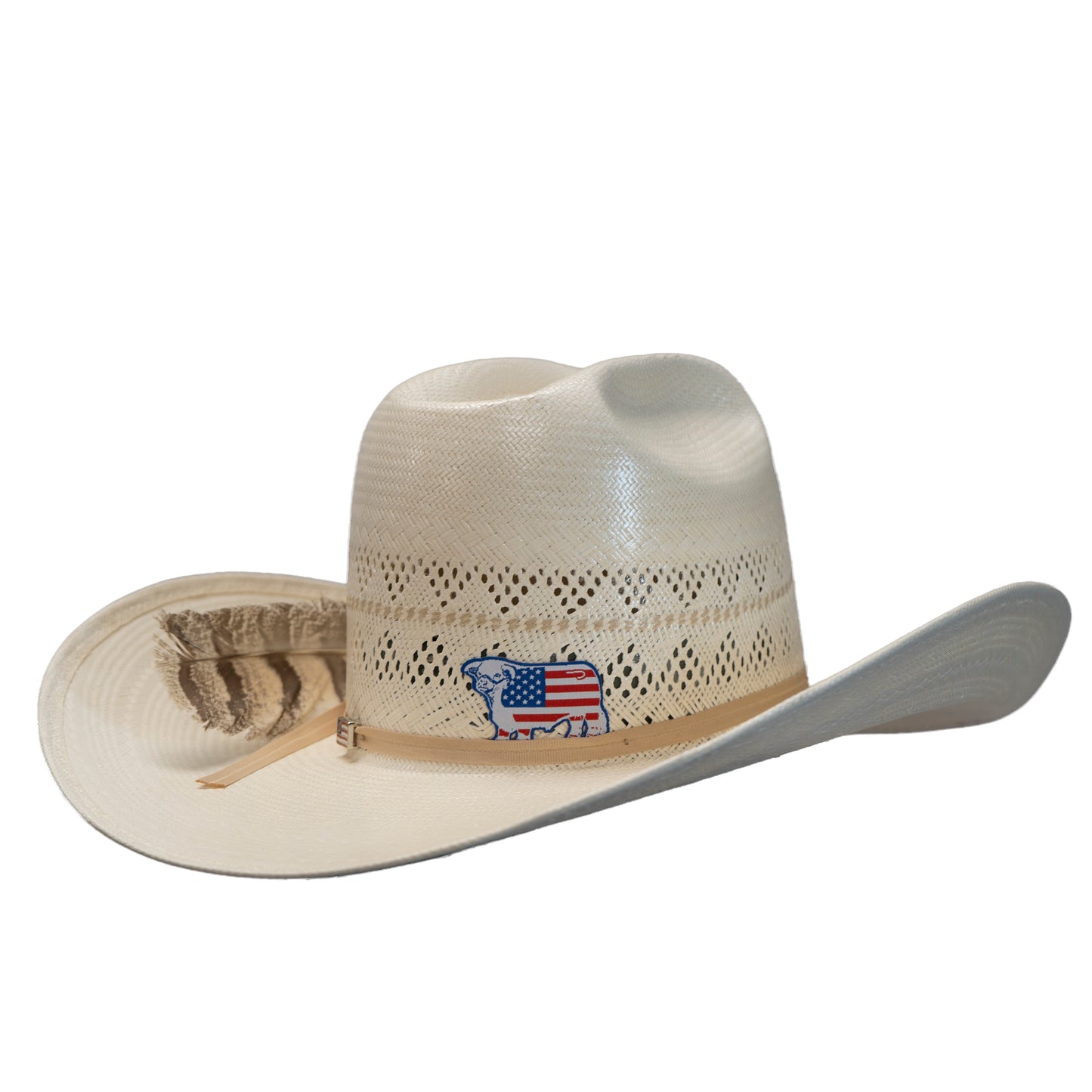 Lazy J Ranch American Flag Bull Woven Sticker-