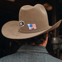 Lazy J Ranch American Flag Bull Woven Sticker-
