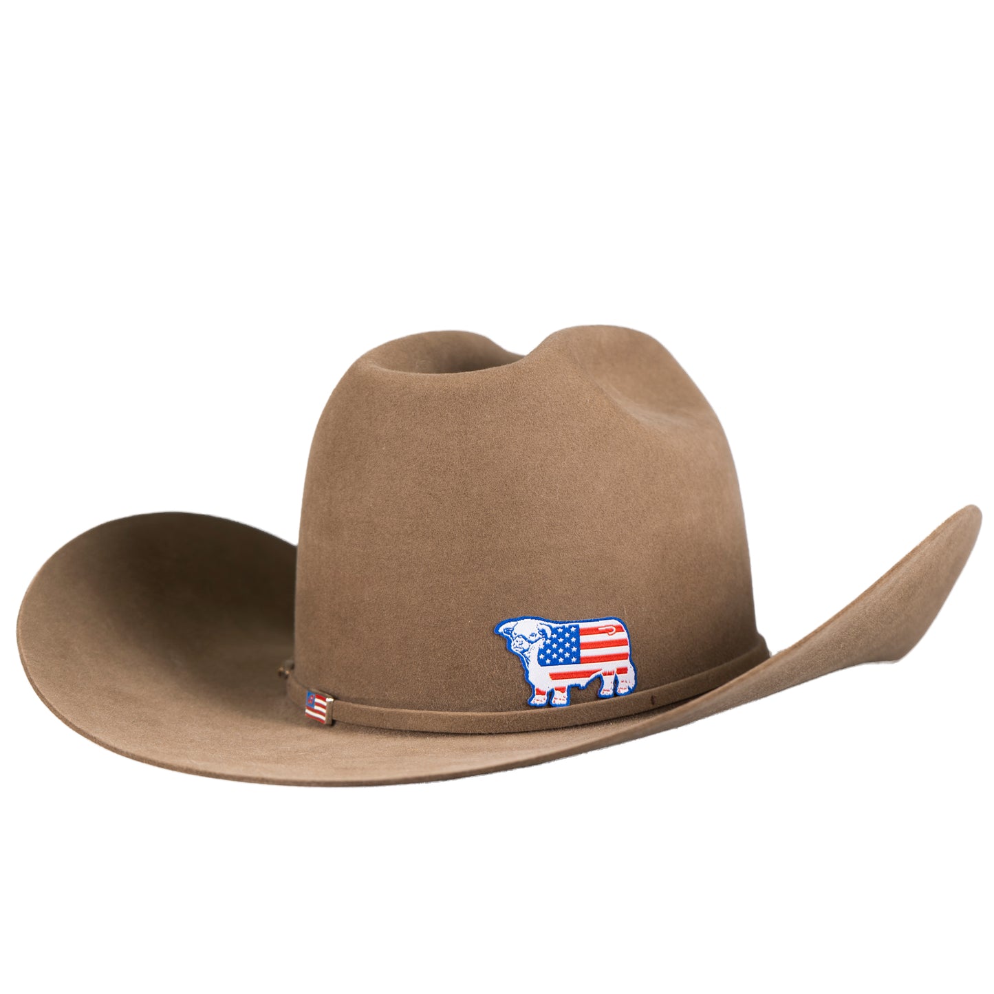 Lazy J Ranch American Flag Bull Woven Sticker-