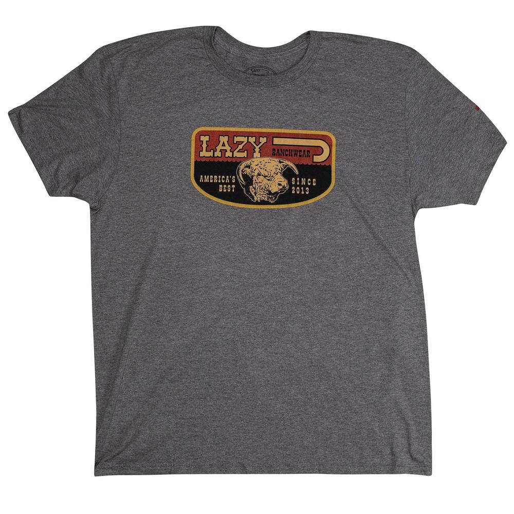 Lazy J Ranch America's Best Banner Short Sleeve T-Shirt - Grey-Lazy J Ranch Wear