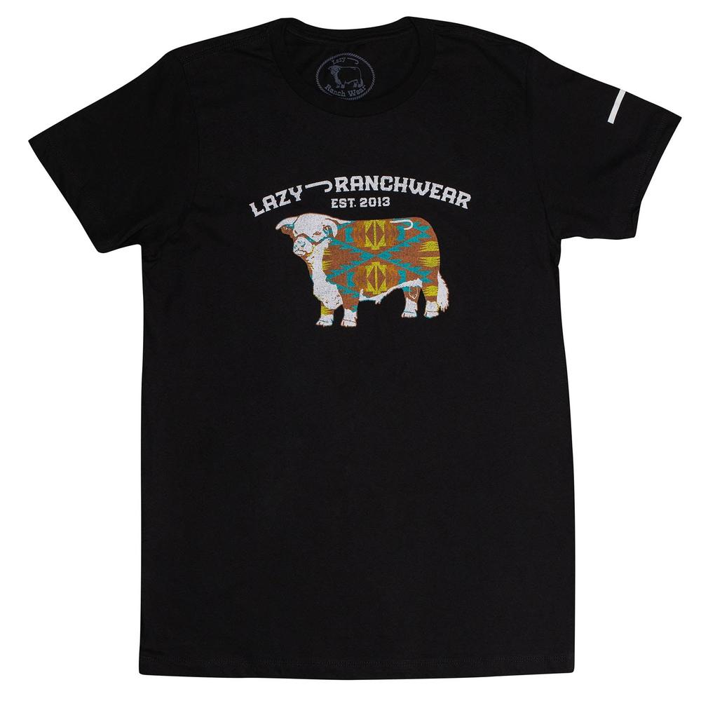Lazy J Ranch Apache Hereford Bull Short Sleeve T-Shirt - Black-Lazy J Ranch Wear