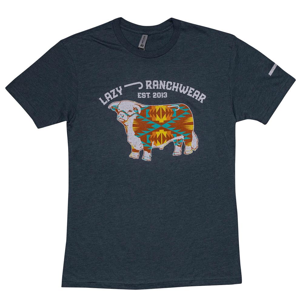 Lazy J Ranch Apache Hereford Short Sleeve T-Shirt - Indigo Blue-Lazy J Ranch Wear
