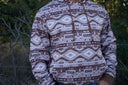 Lazy J Ranch Aztec Long Sleeve Hoodie - Brown-