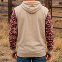 Lazy J Ranch Aztec Long Sleeve Hoodie - Tan & Maroon-