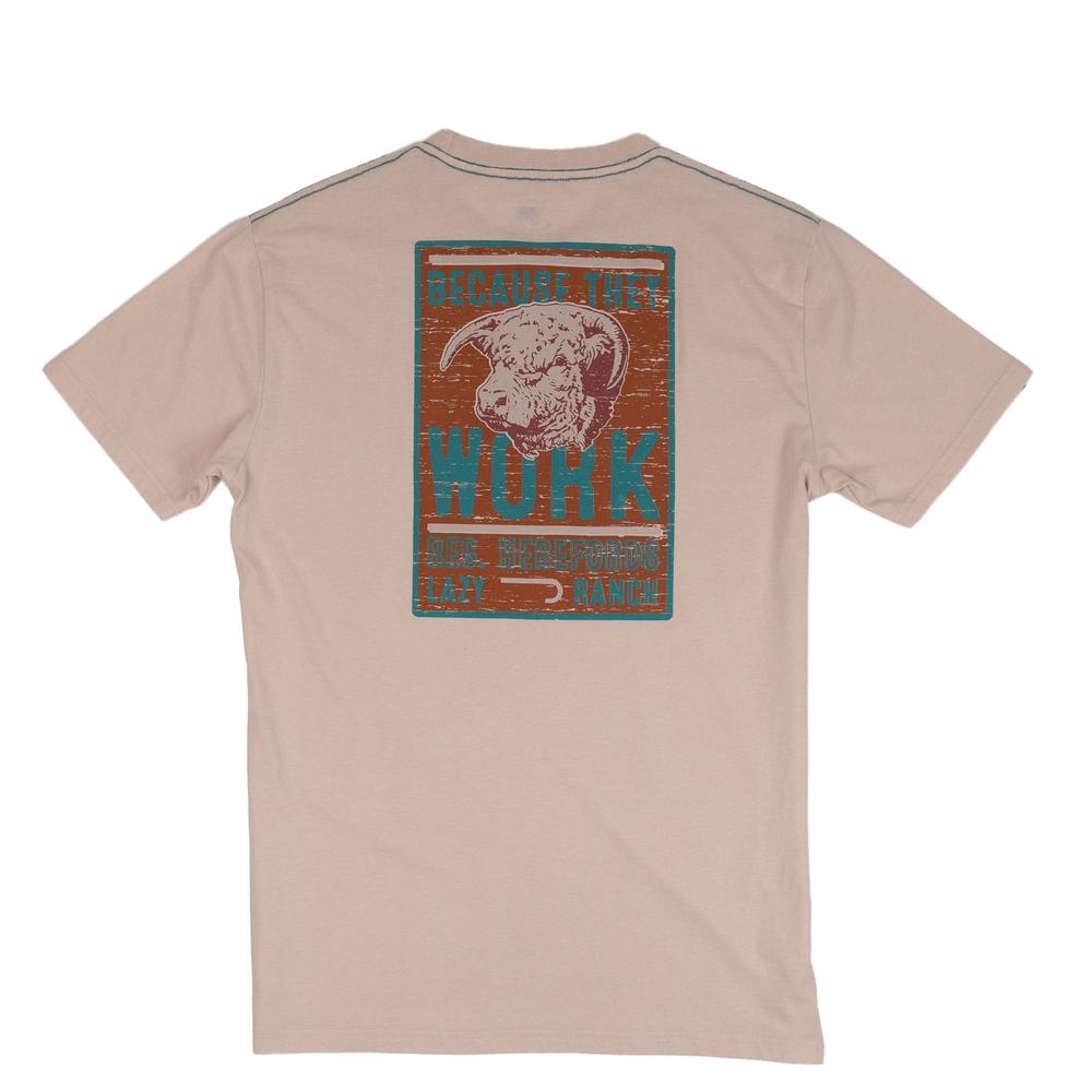 Lazy J Ranch Because They Work Natural Short Sleeve T-Shirt - Sand-Lazy J Ranch Wear