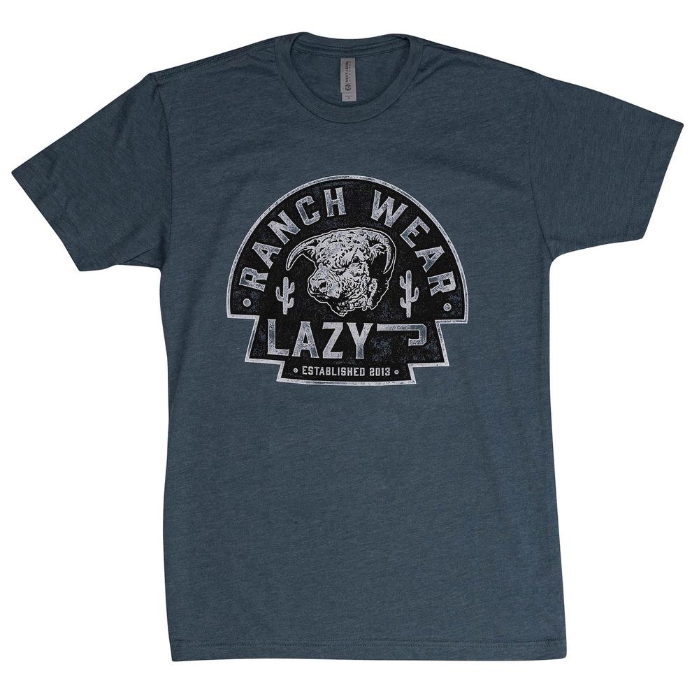 Lazy J Ranch Black Arrowhead Short Sleeve T-Shirt - Slate Blue-Lazy J Ranch Wear
