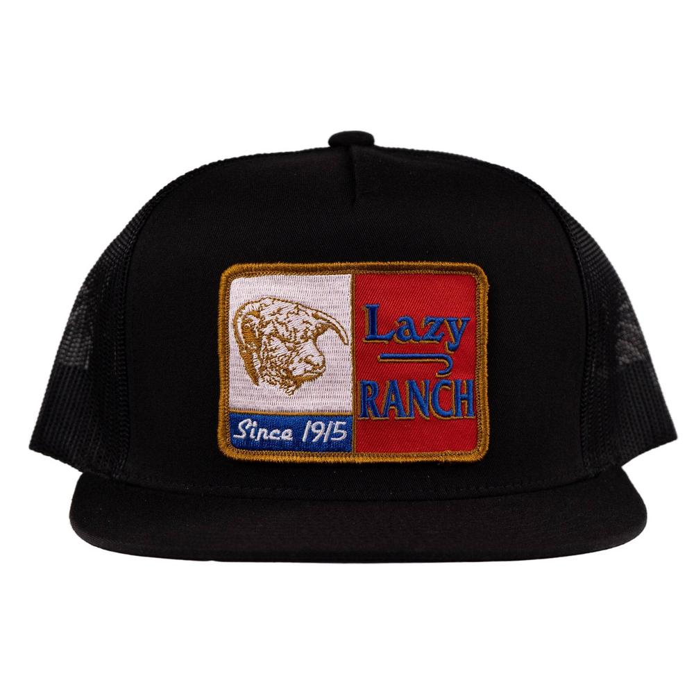 Lazy J Ranch Black Gold Texas Ranch Gold Patch Classic Five Panel Trucker Hat-Lazy J Ranch Wear