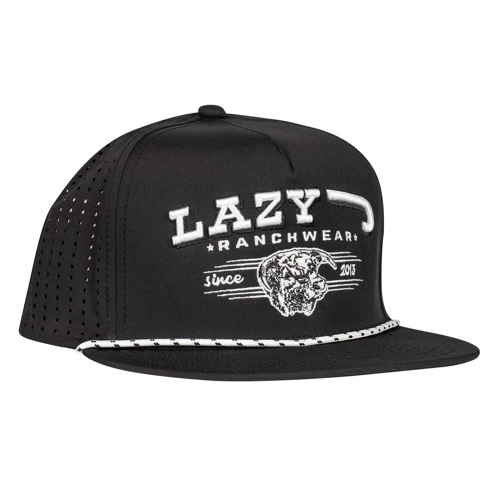 Lazy J Ranch Black Hereford Bull Western Performance Rope Trucker Hat-Lazy J Ranch Wear