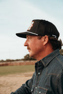 Lazy J Ranch Black Iron Horn Classic Rope Trucker Hat-