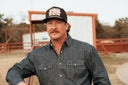 Lazy J Ranch Black Iron Horn Classic Rope Trucker Hat-