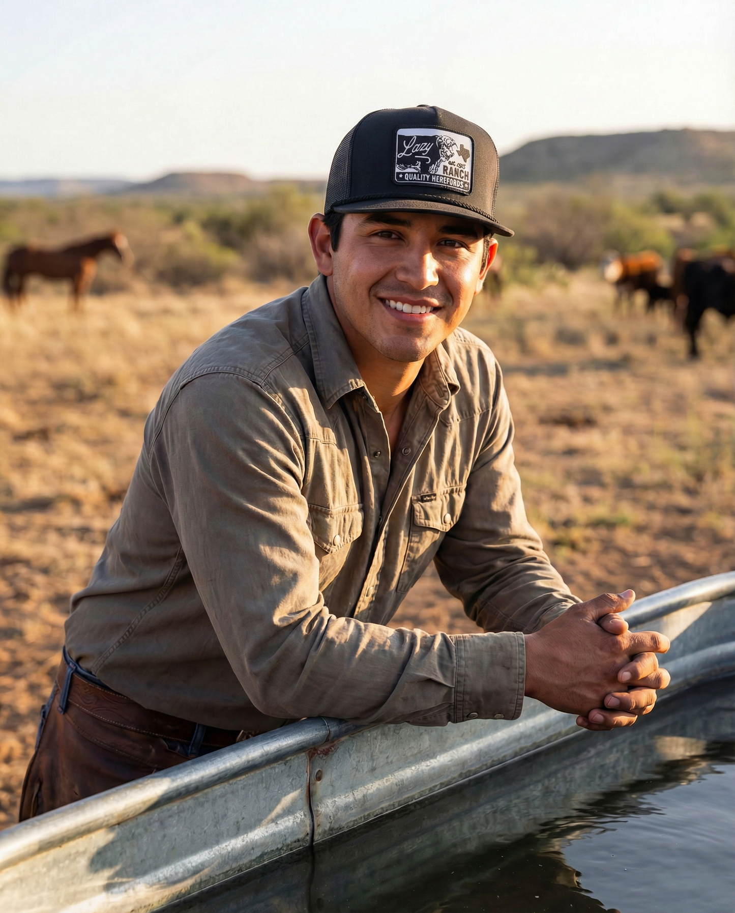 Lazy J Ranch Black Legado Classic Five Panel Trucker Hat-Lazy J Ranch Wear