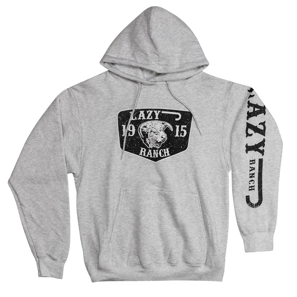 Lazy J Ranch Black Ranch Logo Pullover Hoodie - Ash Grey-Lazy J Ranch Wear