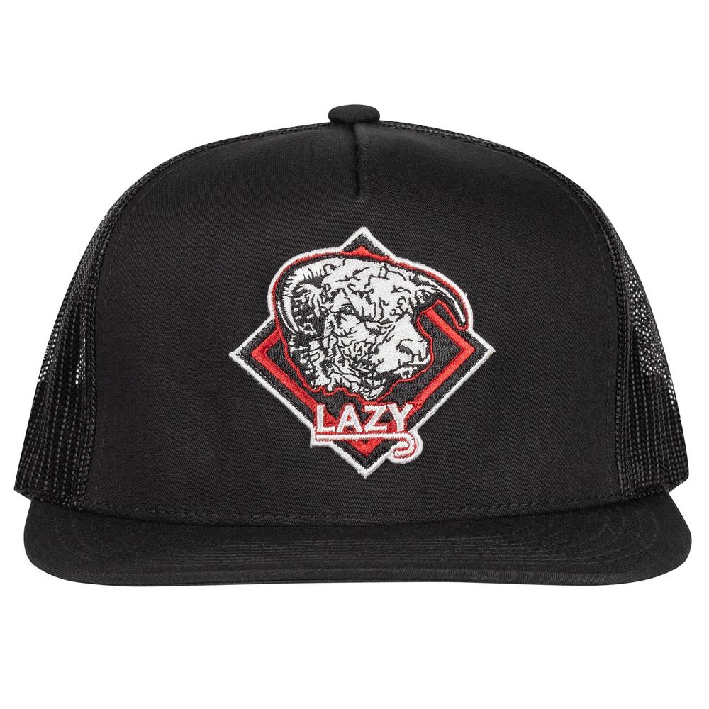 
                  
                    Lazy J Ranch Black Red Diamond Hereford Classic Five Panel Trucker Hat-Lazy J Ranch Wear
                  
                