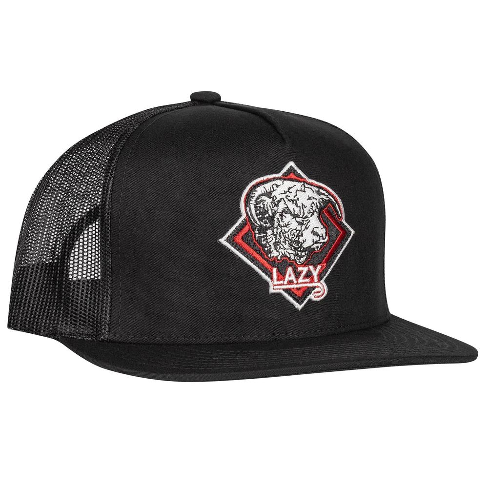 Lazy J Ranch Black Red Diamond Hereford Classic Five Panel Trucker Hat-Lazy J Ranch Wear