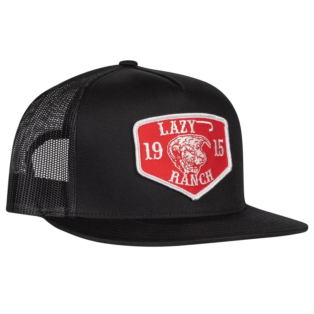 Lazy J Ranch Black Red Ranch Classic Five Panel Trucker Hat-Lazy J Ranch Wear