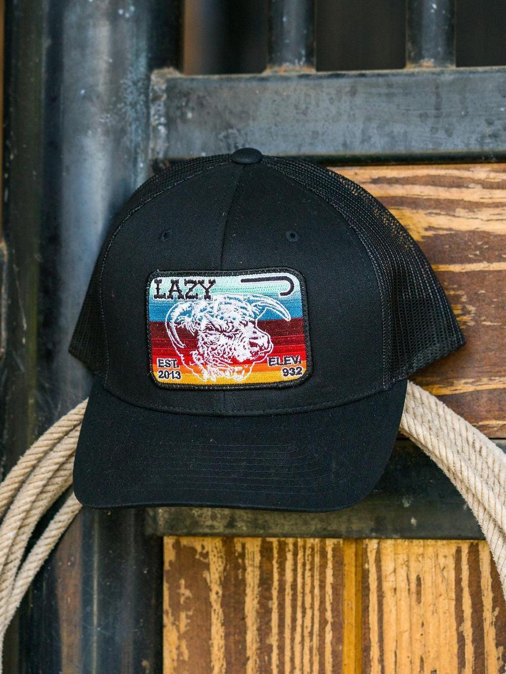 Lazy J Ranch Black Serape Elevation Mid Profile Trucker Hat-