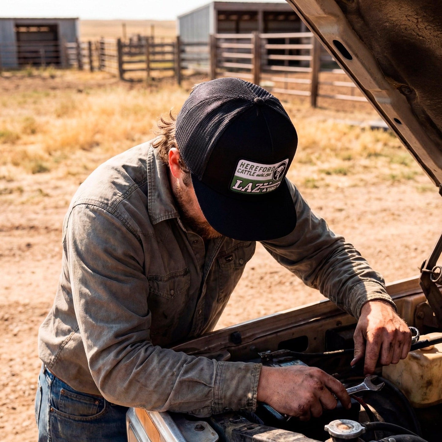 Lazy J Ranch Black Shafter Classic Five Panel Trucker Hat-