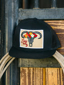 Lazy J Ranch Black Skull & Flowers Classic Five Panel Trucker Hat-