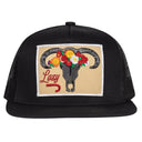 Lazy J Ranch Black Skull & Flowers Classic Five Panel Trucker Hat-