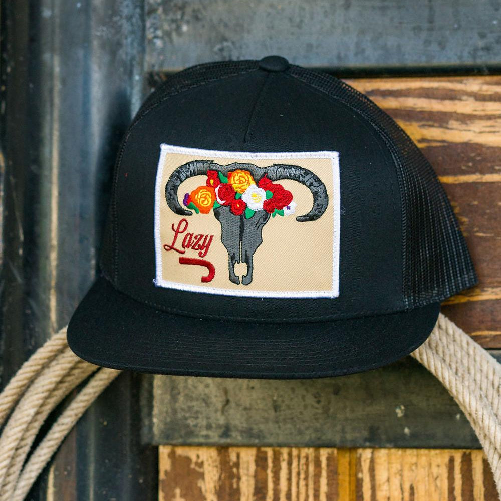 
                  
                    Lazy J Ranch Black Skull & Flowers Classic Five Panel Trucker Hat-Lazy J Ranch Wear
                  
                