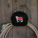 Lazy J Ranch Black Sunrise Bull Classic Five Panel Trucker Hat-