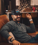 Lazy J Ranch Black Sunset Retro Classic Five Panel Trucker Hat-