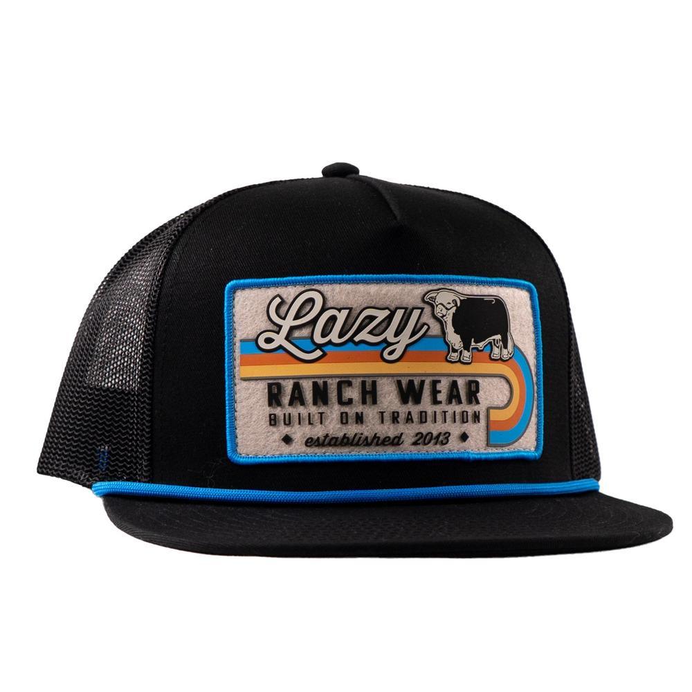 Lazy J Ranch Black Van Horn Classic Rope Trucker Hat-