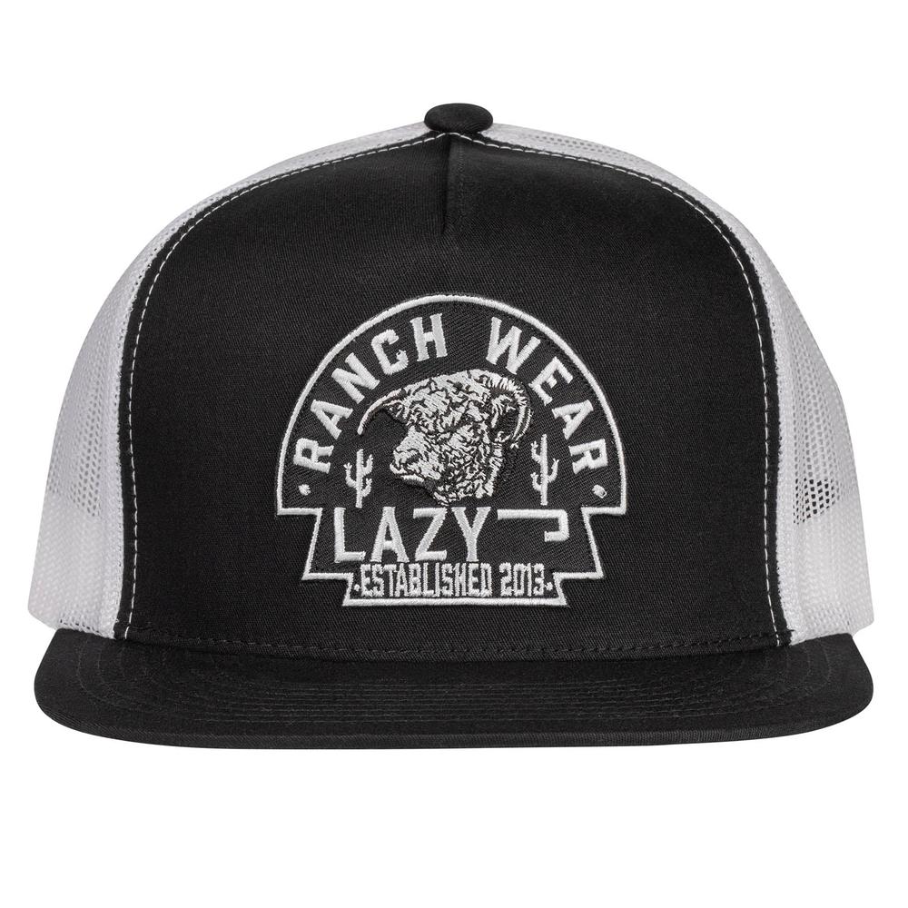 Lazy J Ranch Black & White Black Arrowhead Classic Five Panel Trucker Hat-Lazy J Ranch Wear