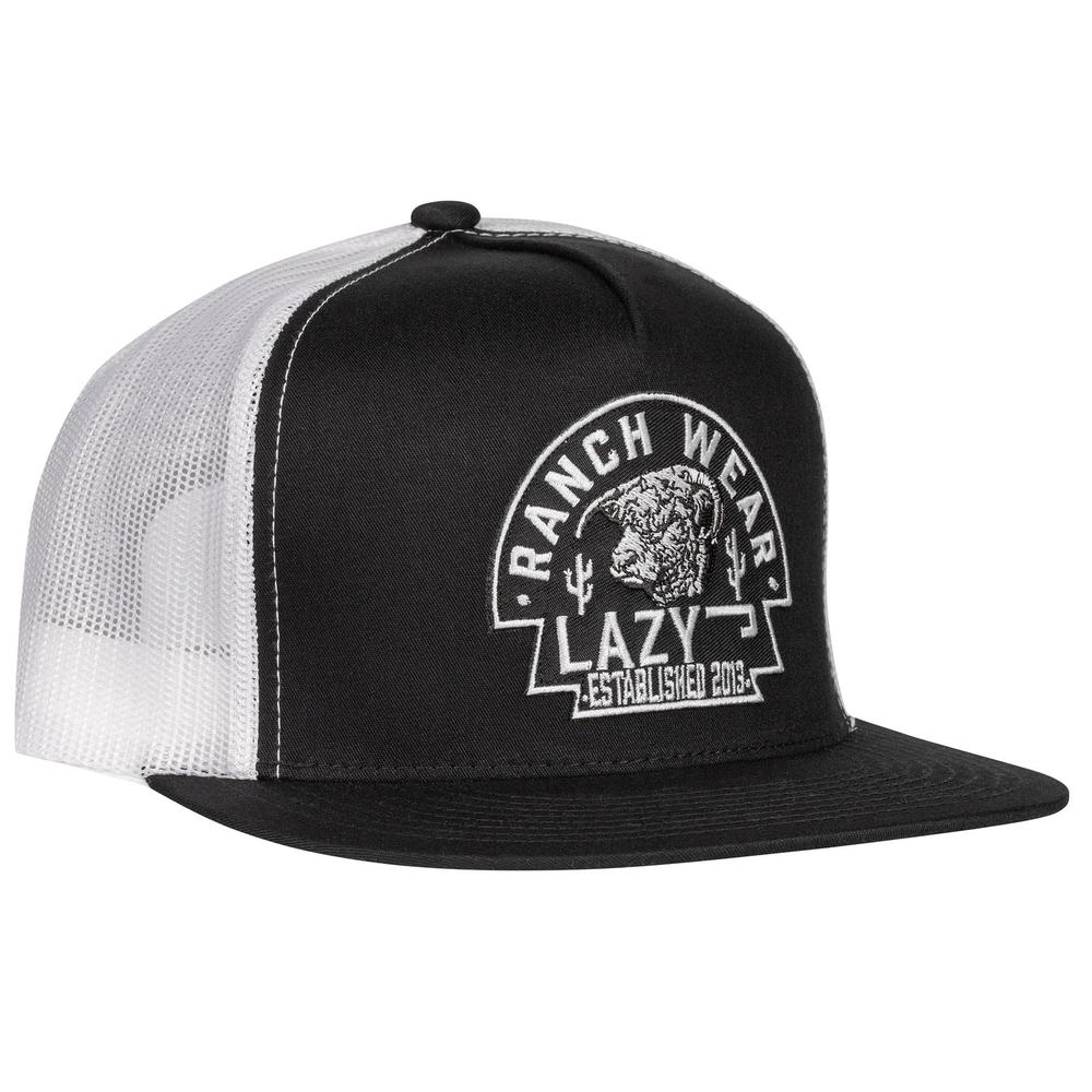 Lazy J Ranch Black & White Black Arrowhead Classic Five Panel Trucker Hat-Lazy J Ranch Wear