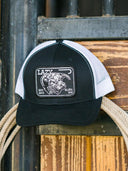 Lazy J Ranch Black & White Black Elevation Mid Profile Trucker Hat-