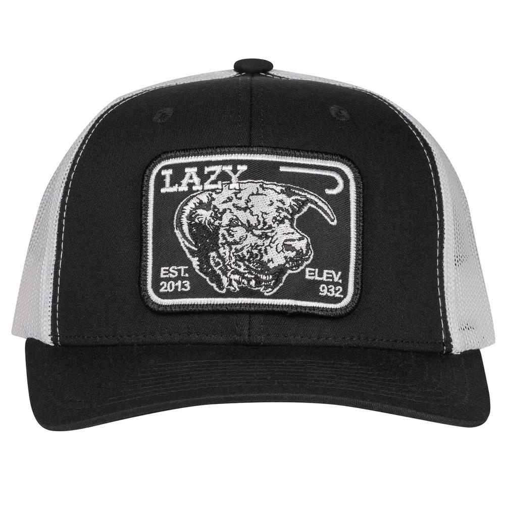 Lazy J Ranch Black & White Black Elevation Mid Profile Trucker Hat-Lazy J Ranch Wear