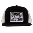 Lazy J Ranch Black & White Bull Trap Classic Five Panel Trucker Hat-