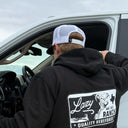 Lazy J Ranch Black & White Bull Trap Classic Five Panel Trucker Hat