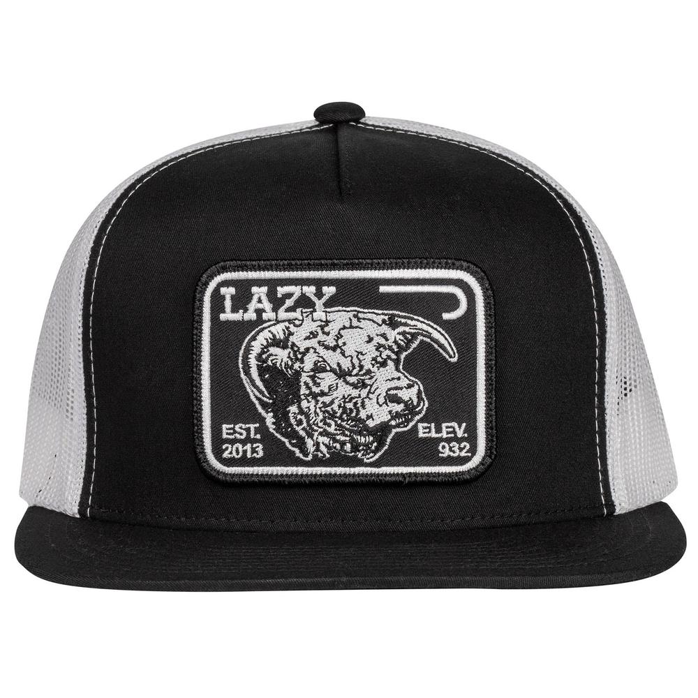 Lazy J Ranch Black & White Elevation Classic Five Panel Trucker Hat-Lazy J Ranch Wear