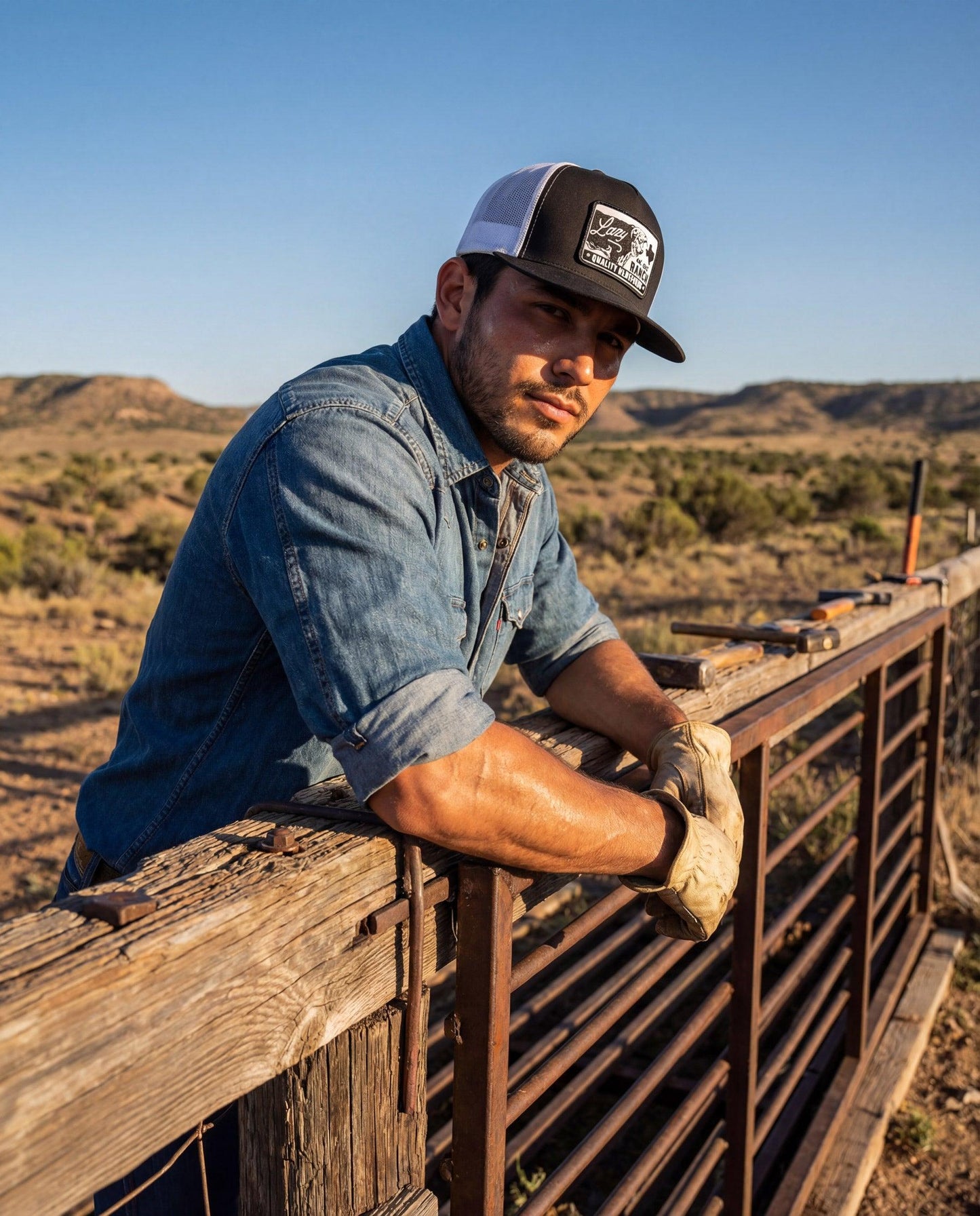 Lazy J Ranch Black & White Legado Classic Five Panel Trucker Hat-
