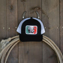 Lazy J Ranch Black & White Mexico Elevation Mid Profile Trucker Hat-