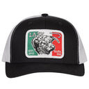 Lazy J Ranch Black & White Mexico Elevation Mid Profile Trucker Hat-