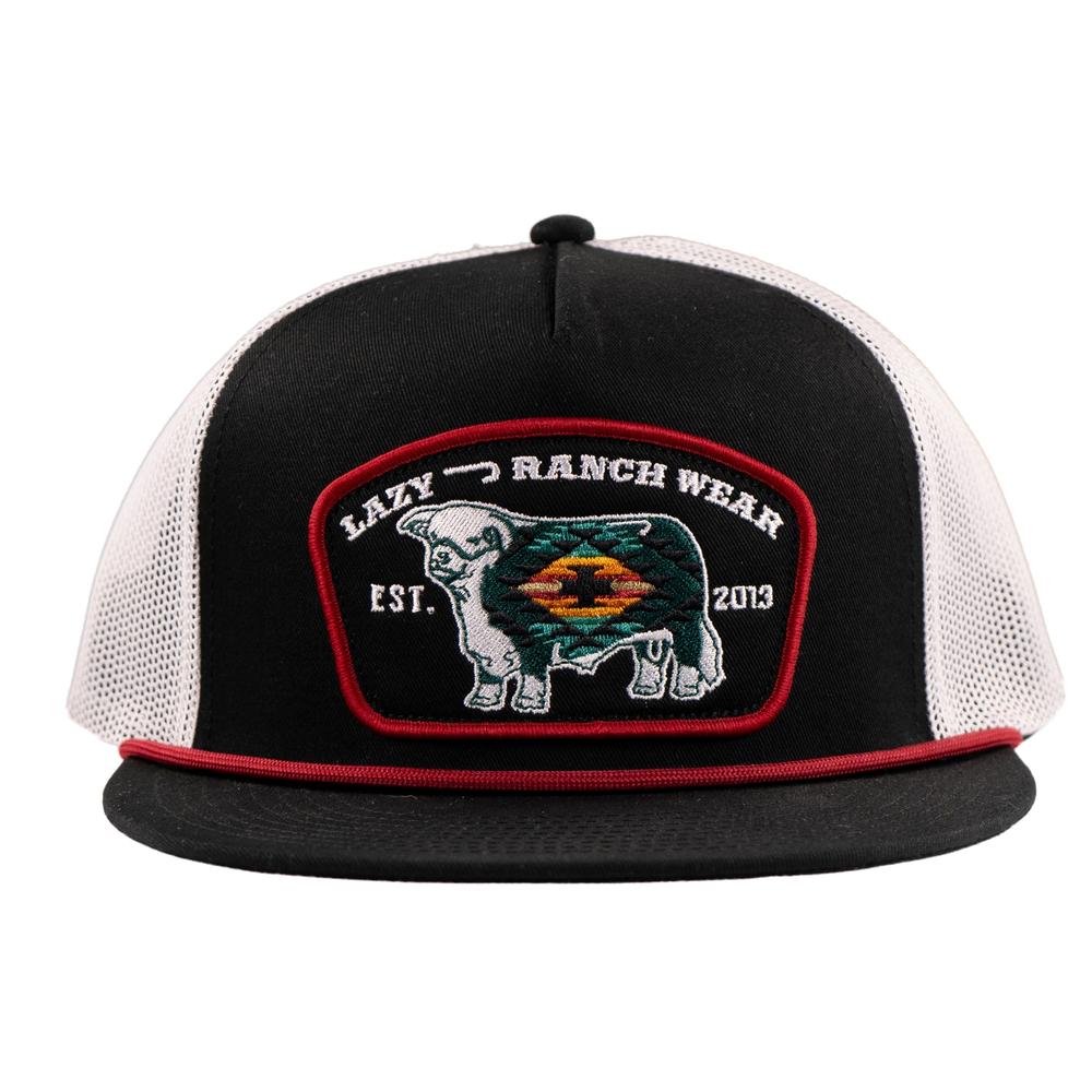 Lazy J Ranch Black & White Native Classic Rope Trucker Hat-Lazy J Ranch Wear