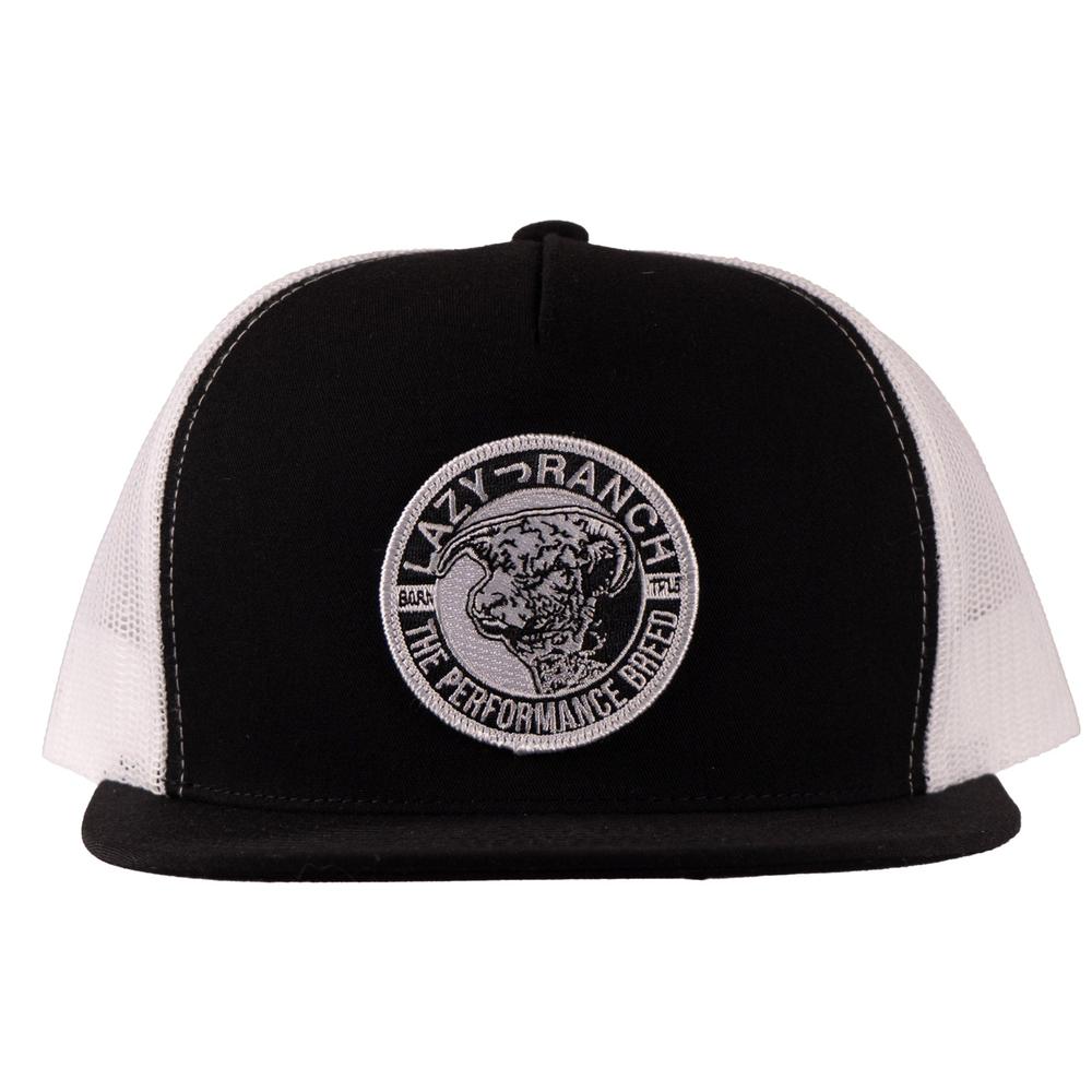 Lazy J Ranch Black & White Performance Breed Classic Five Panel Trucker Hat-Lazy J Ranch Wear