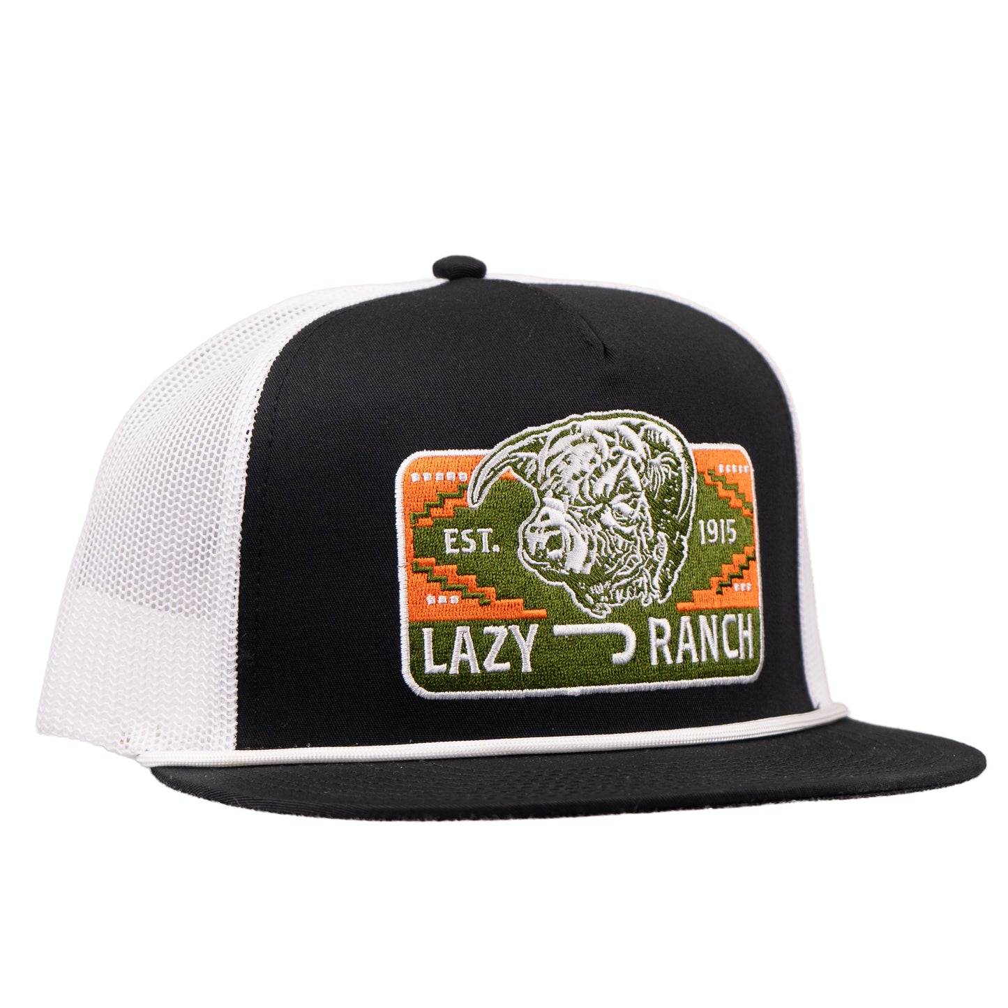 Lazy J Ranch Black & White Presidio Classic Rope Trucker Hat-
