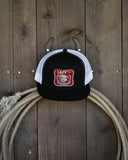 Lazy J Ranch Black & White Red America's Best Brand Classic Five Panel Trucker Hat-